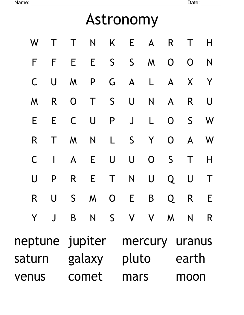 Astronomy Word Search