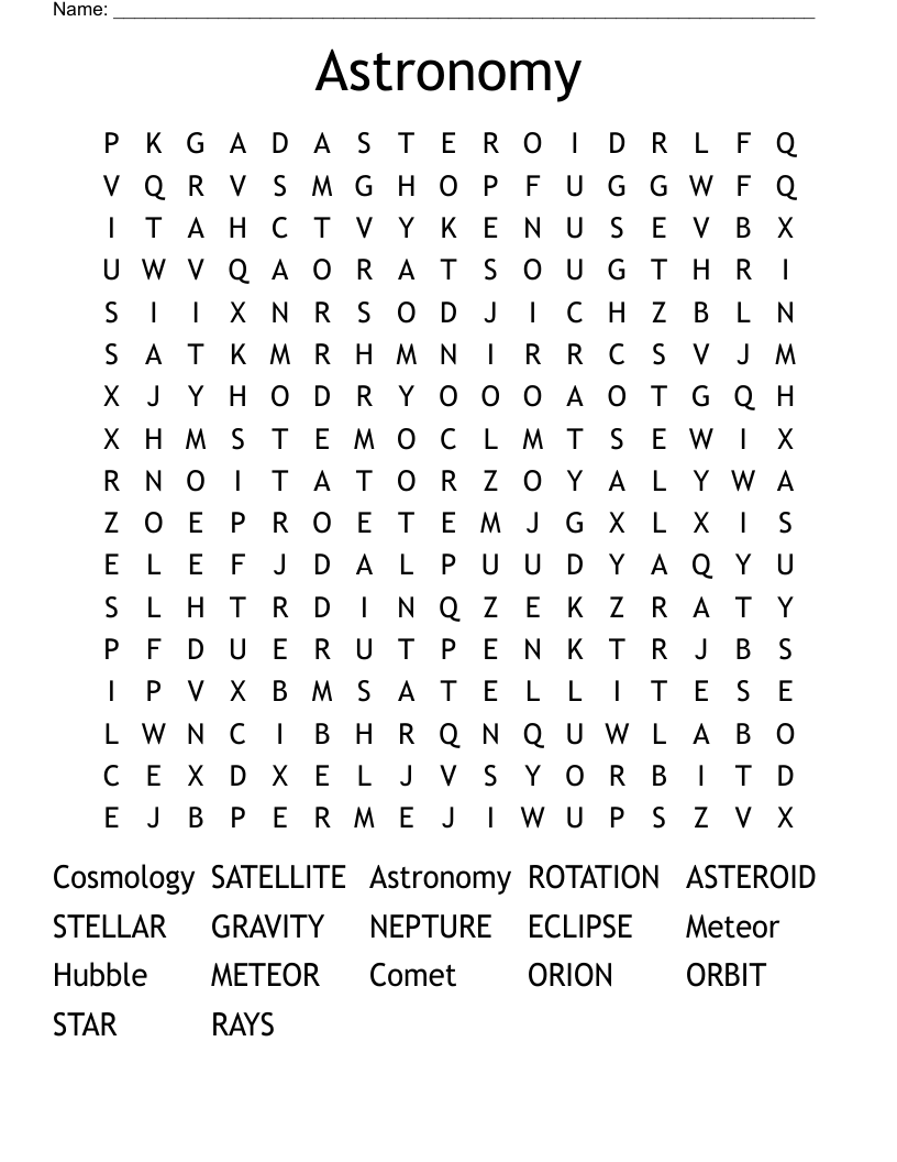 Astronomy Word Search