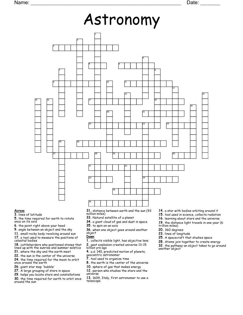 Astronomy Crossword