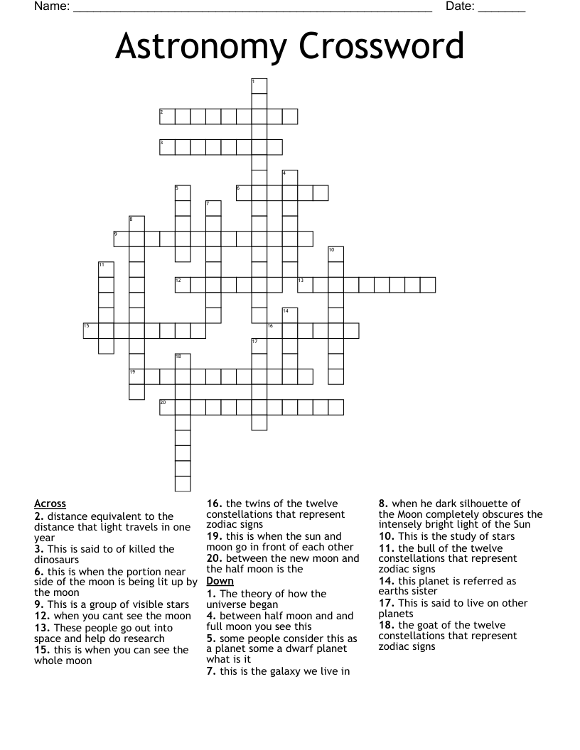 Astronomy Crossword