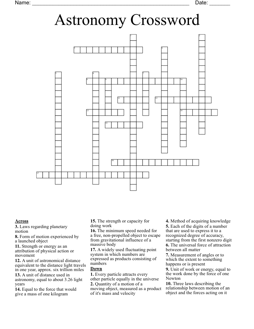 Astronomy Crossword