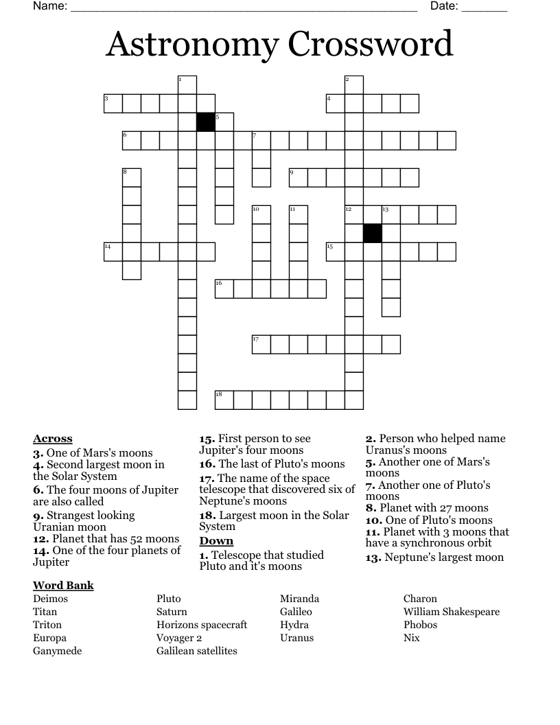 Astronomy Crossword