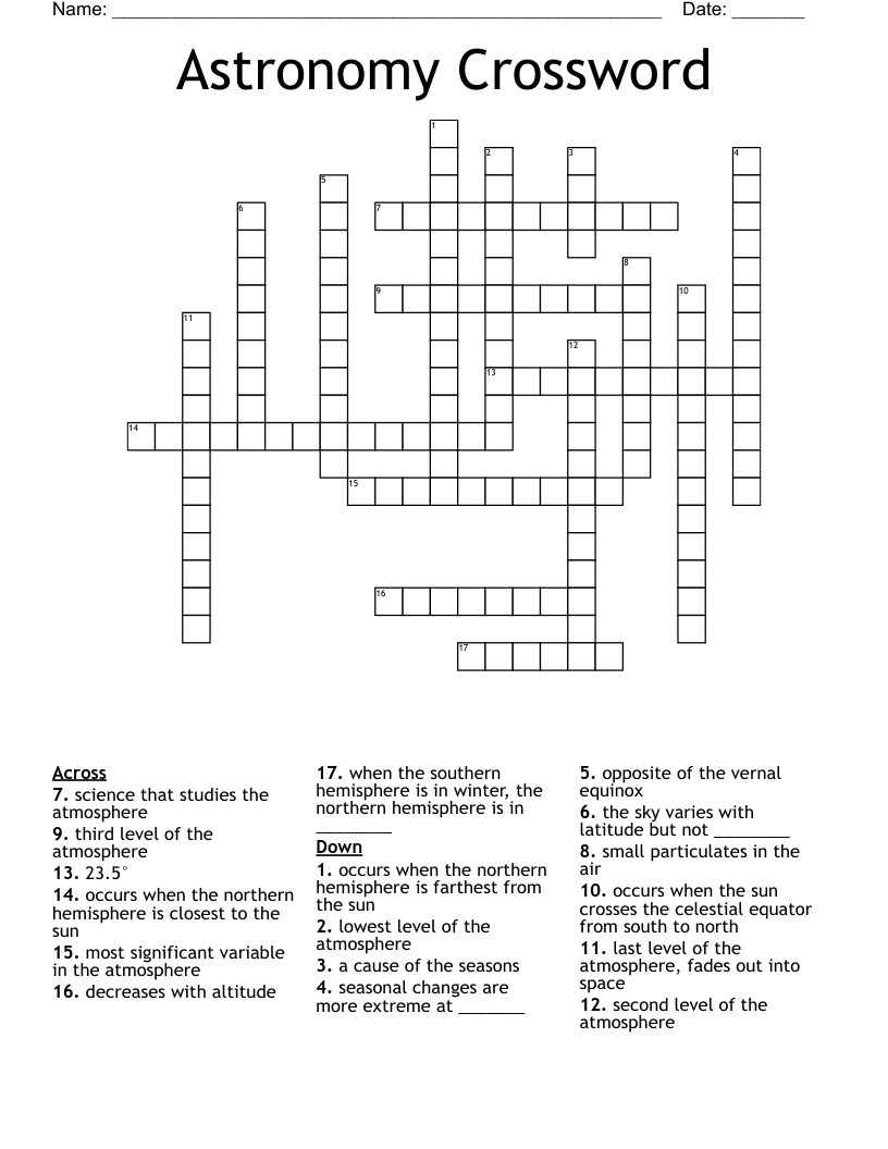 Astronomy Crossword