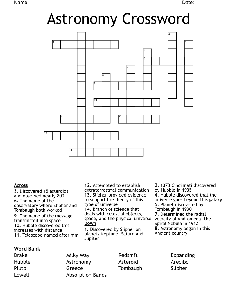 Astronomy Crossword
