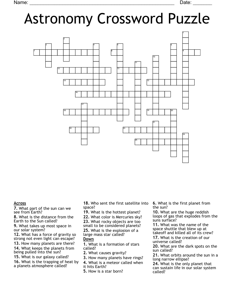 Astronomy Crossword Puzzle