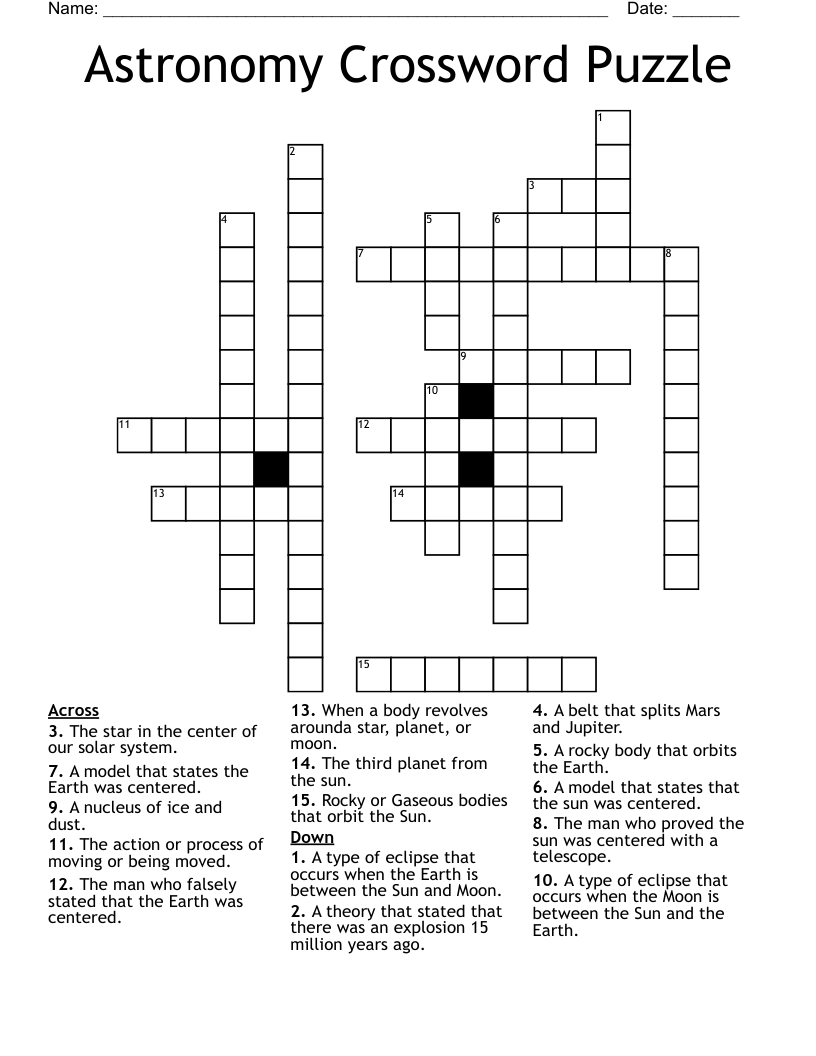 Astronomy Crossword Puzzle