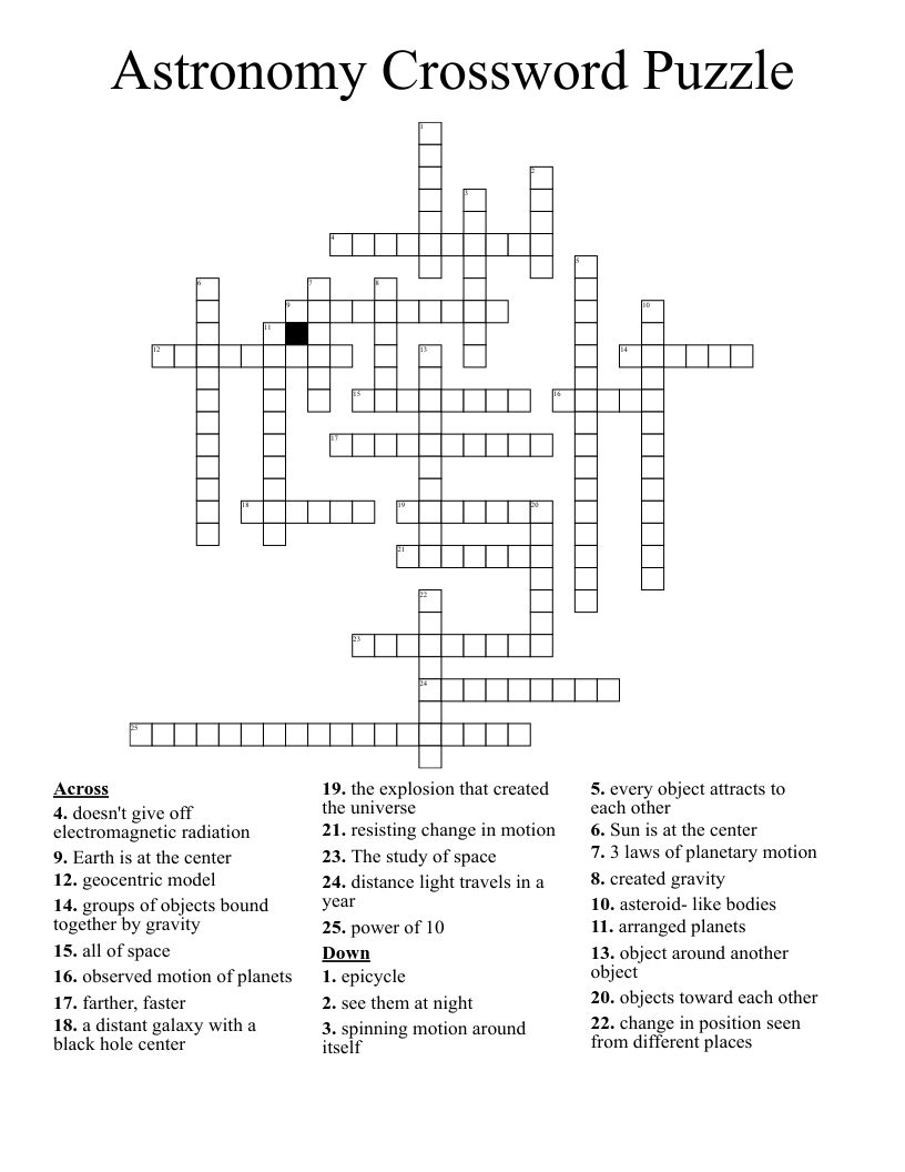 Astronomy Crossword Puzzle
