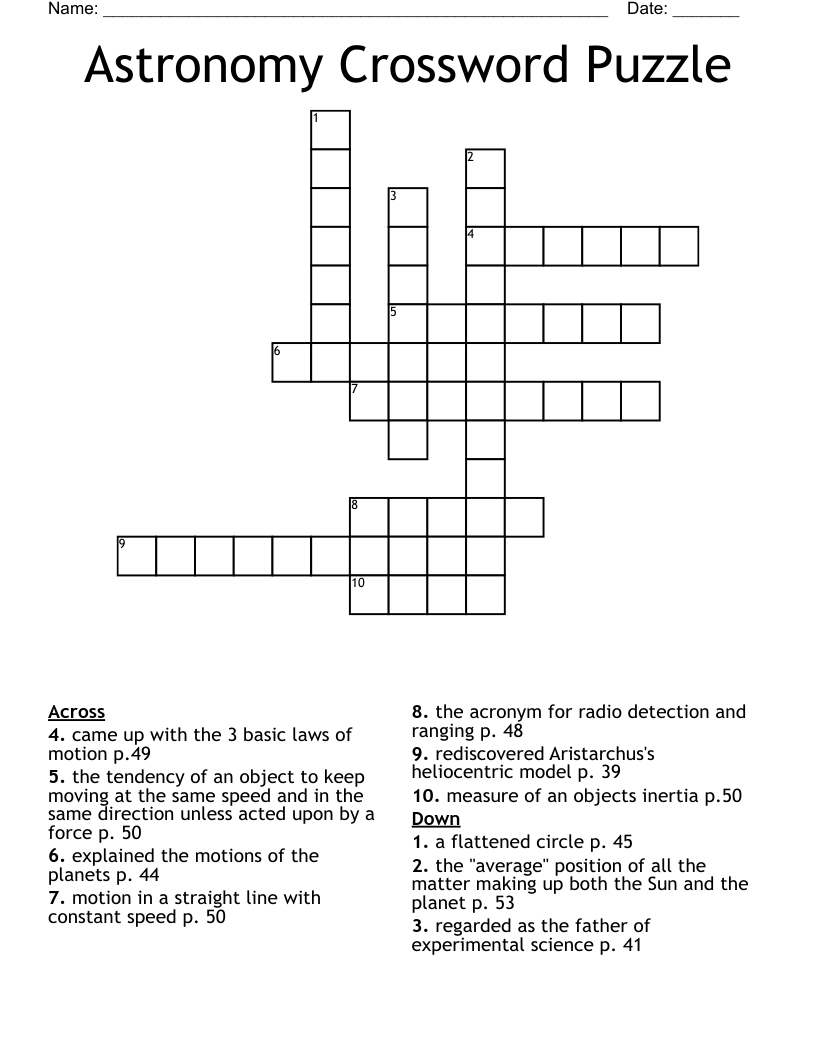 Astronomy Crossword Puzzle
