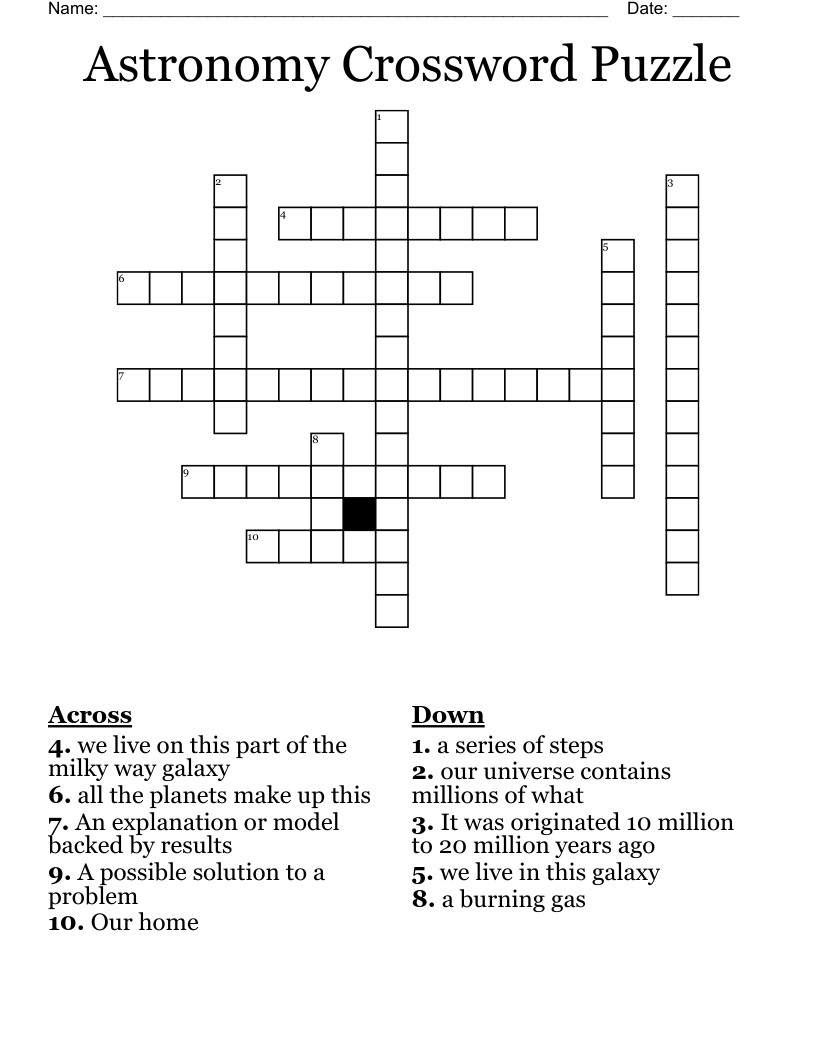 Astronomy Crossword Puzzle