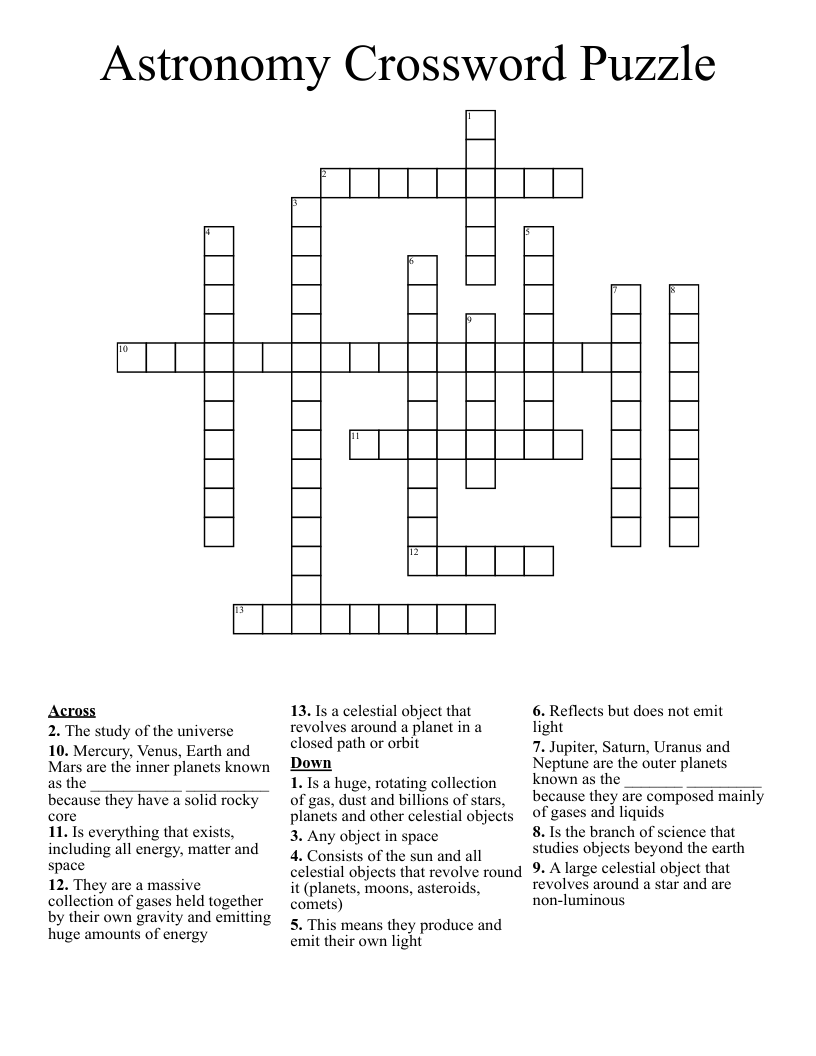 Astronomy Crossword Puzzle 