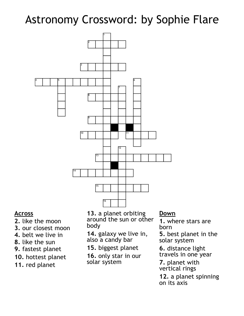Astronomy Crossword: by Sophie Flare
