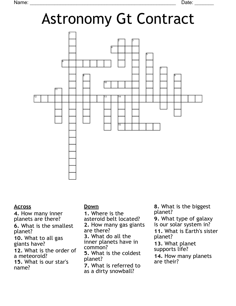 Astronomy Gt Contract Crossword