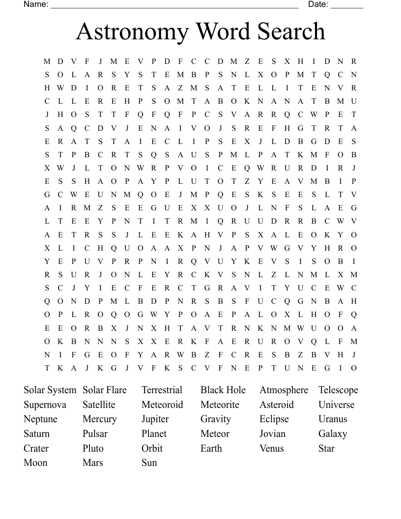 Astronomy Word Search