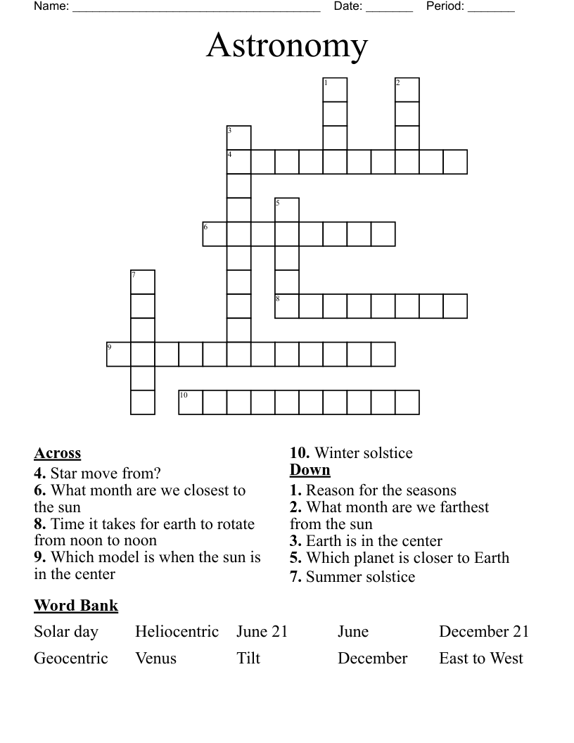 Astronomy  Crossword