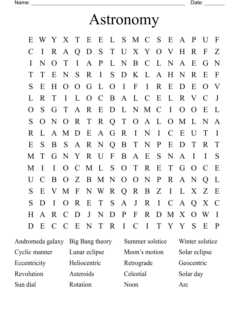 Astronomy  Word Search