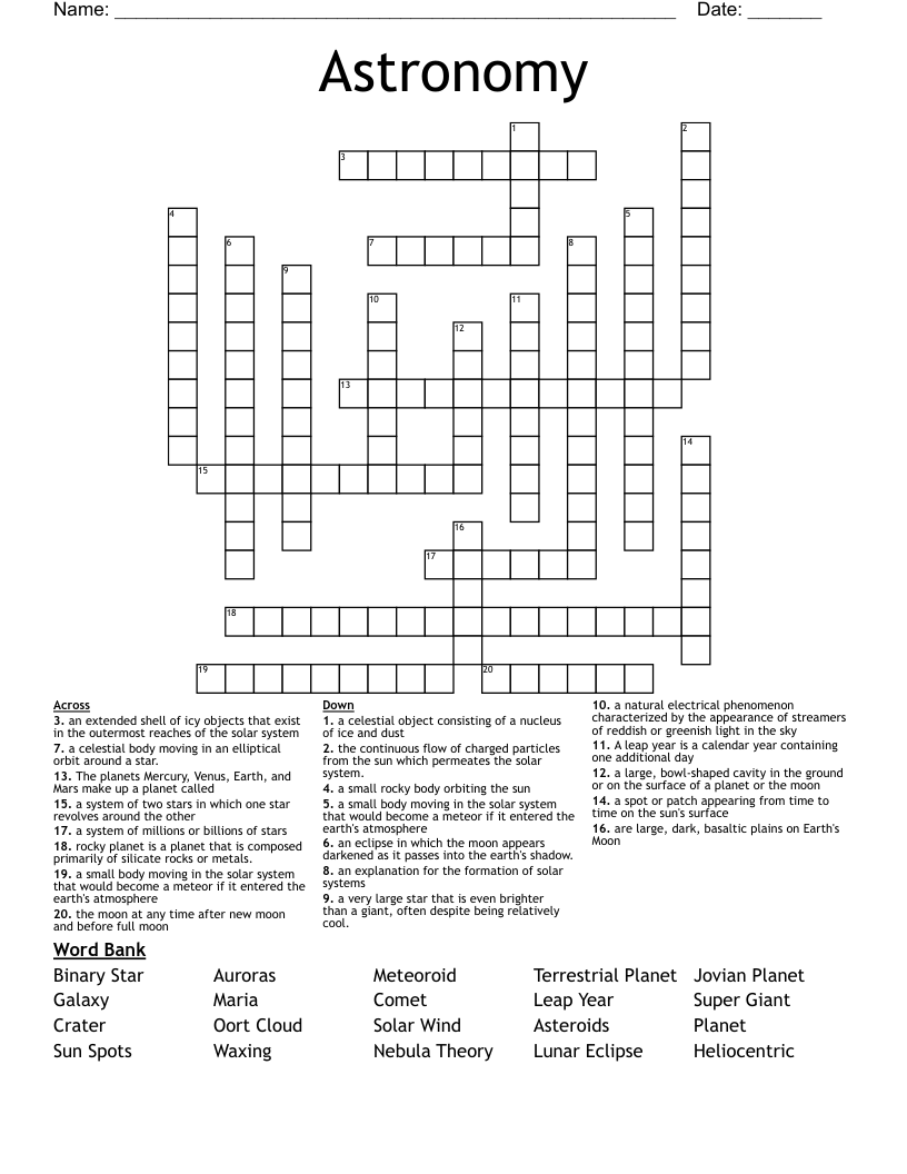 Astronomy  Crossword