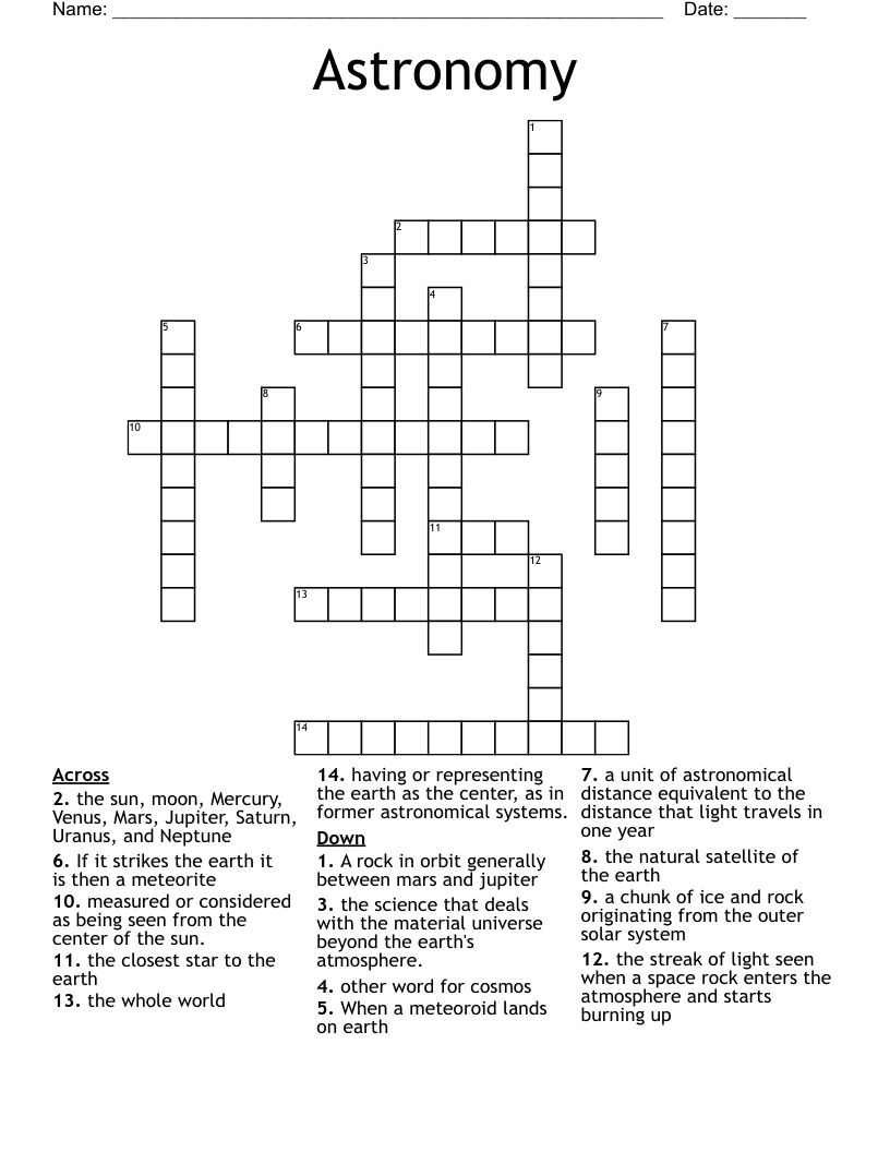 Astronomy  Crossword