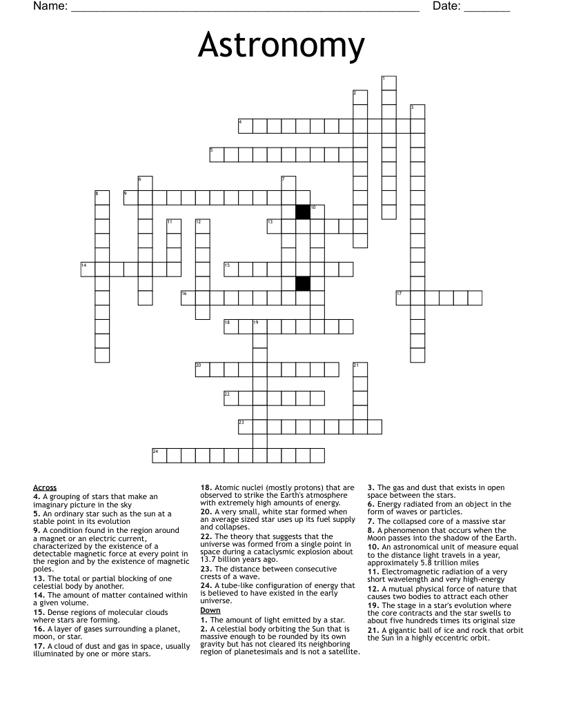 Astronomy  Crossword