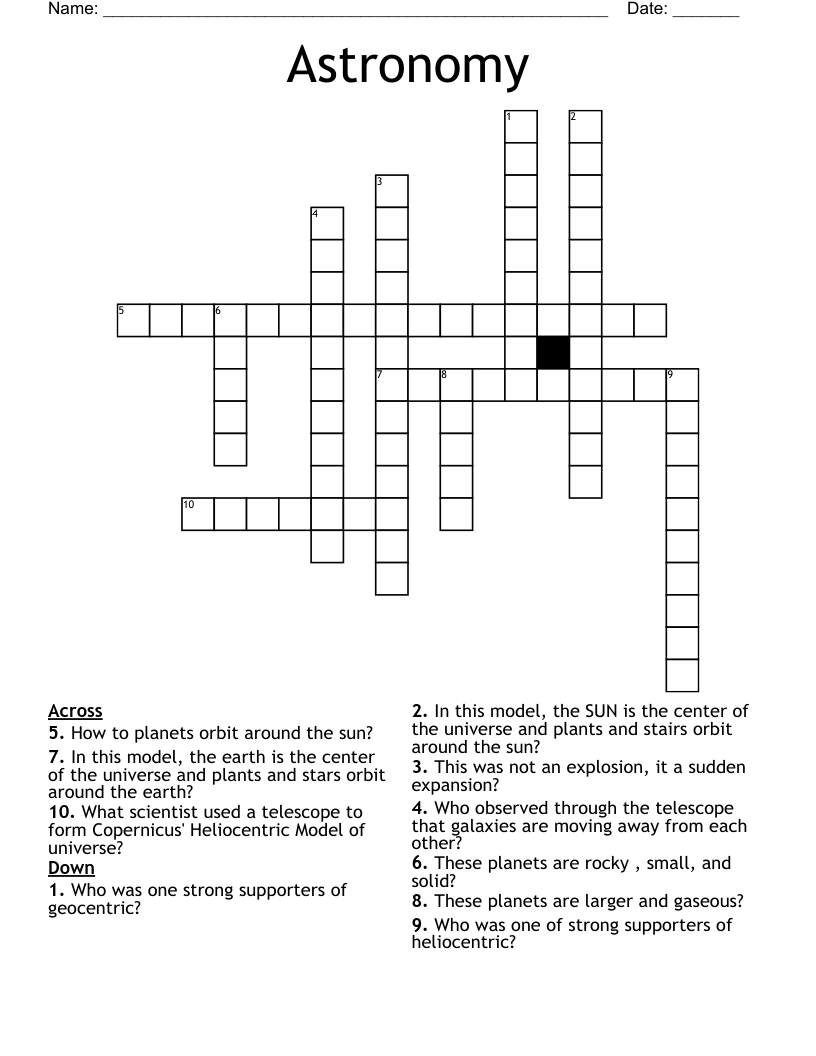 Astronomy  Crossword