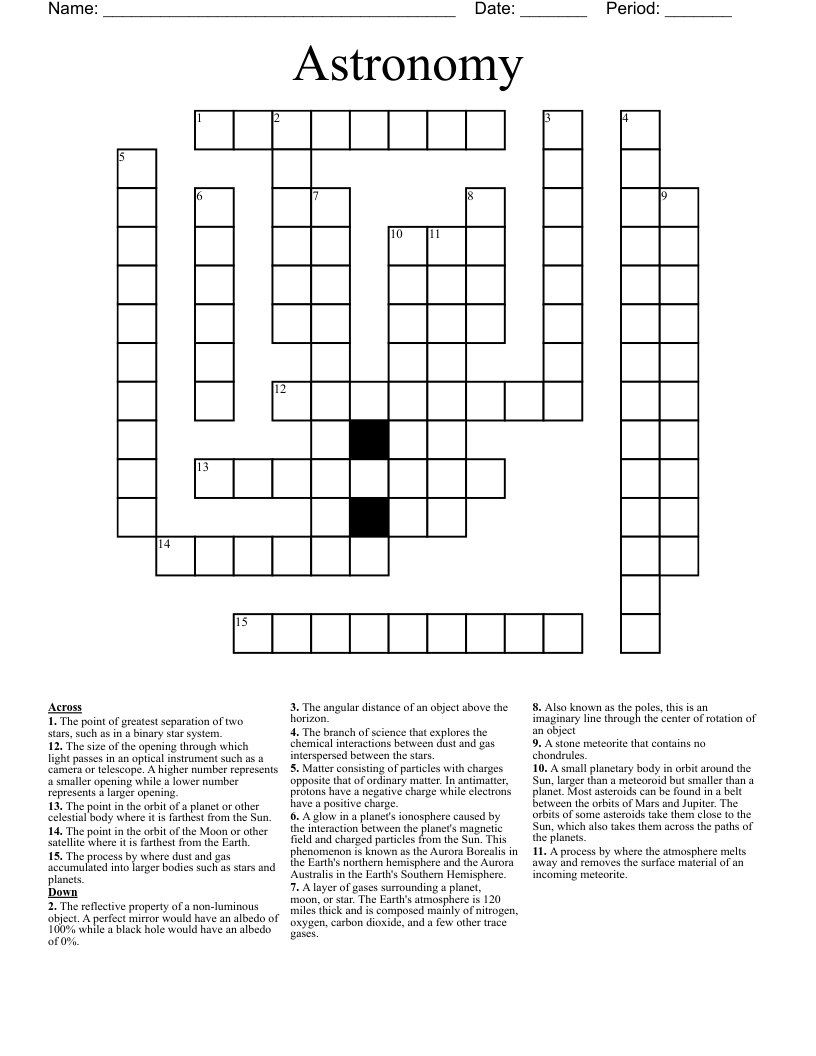 Astronomy  Crossword