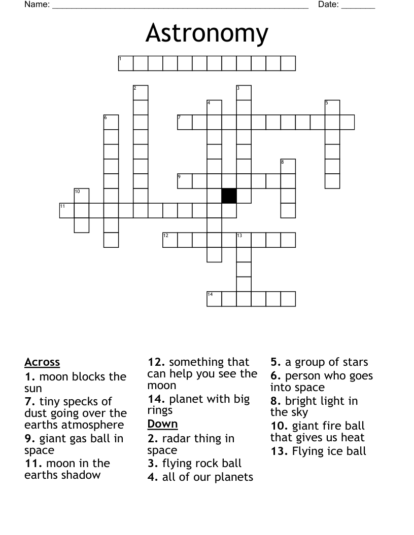 Astronomy  Crossword
