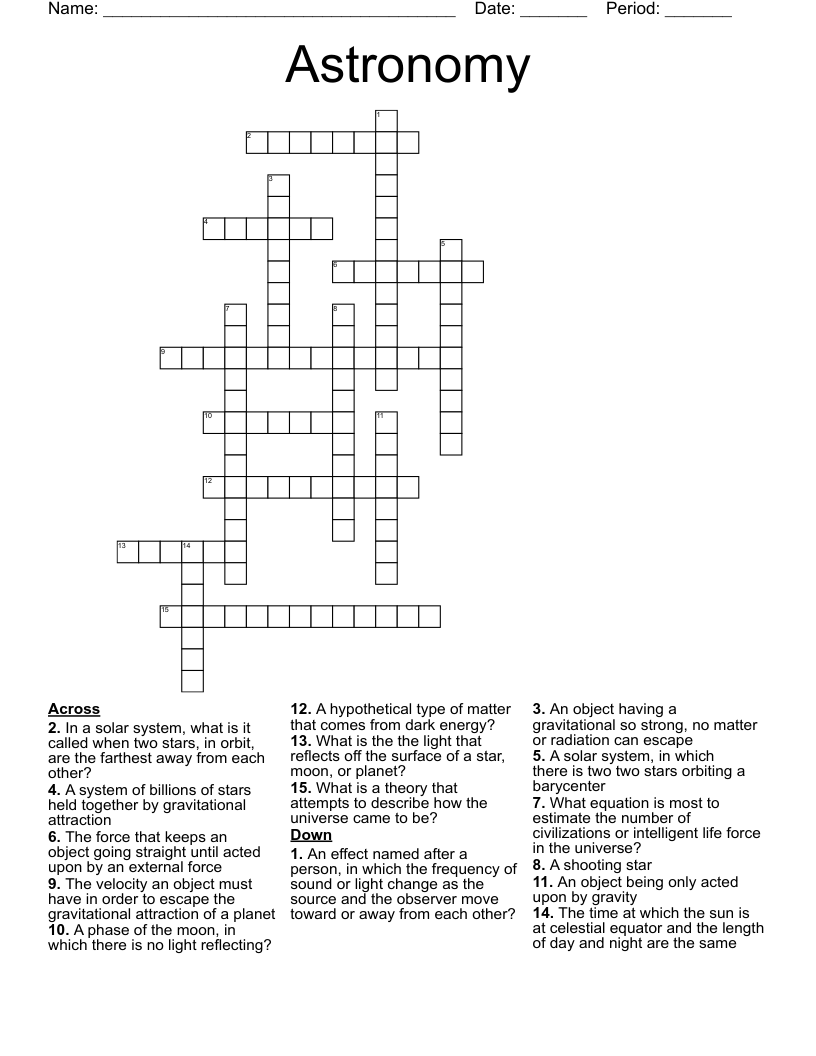 Astronomy  Crossword