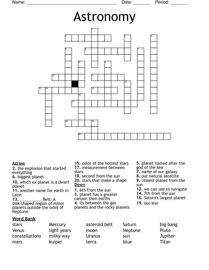 Astronomy  Crossword