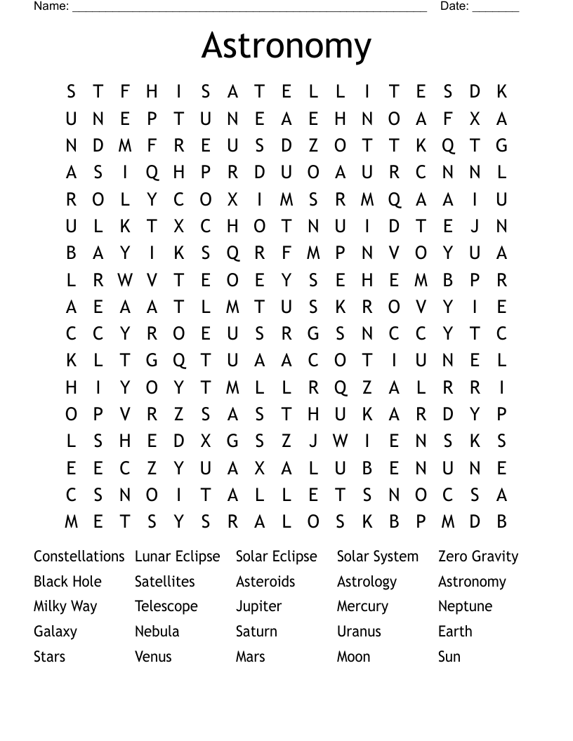 Astronomy  Word Search
