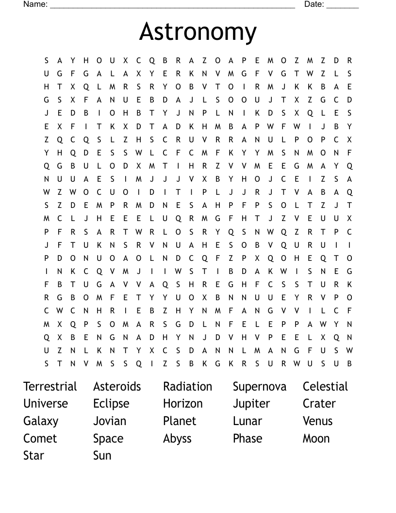 Astronomy  Word Search