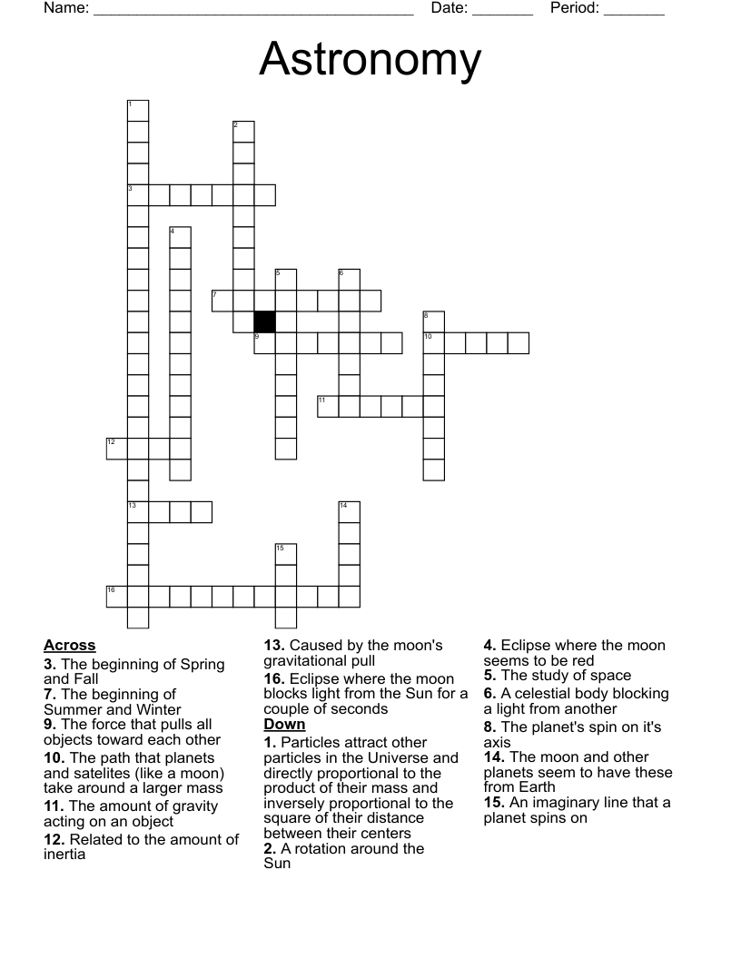 Astronomy  Crossword
