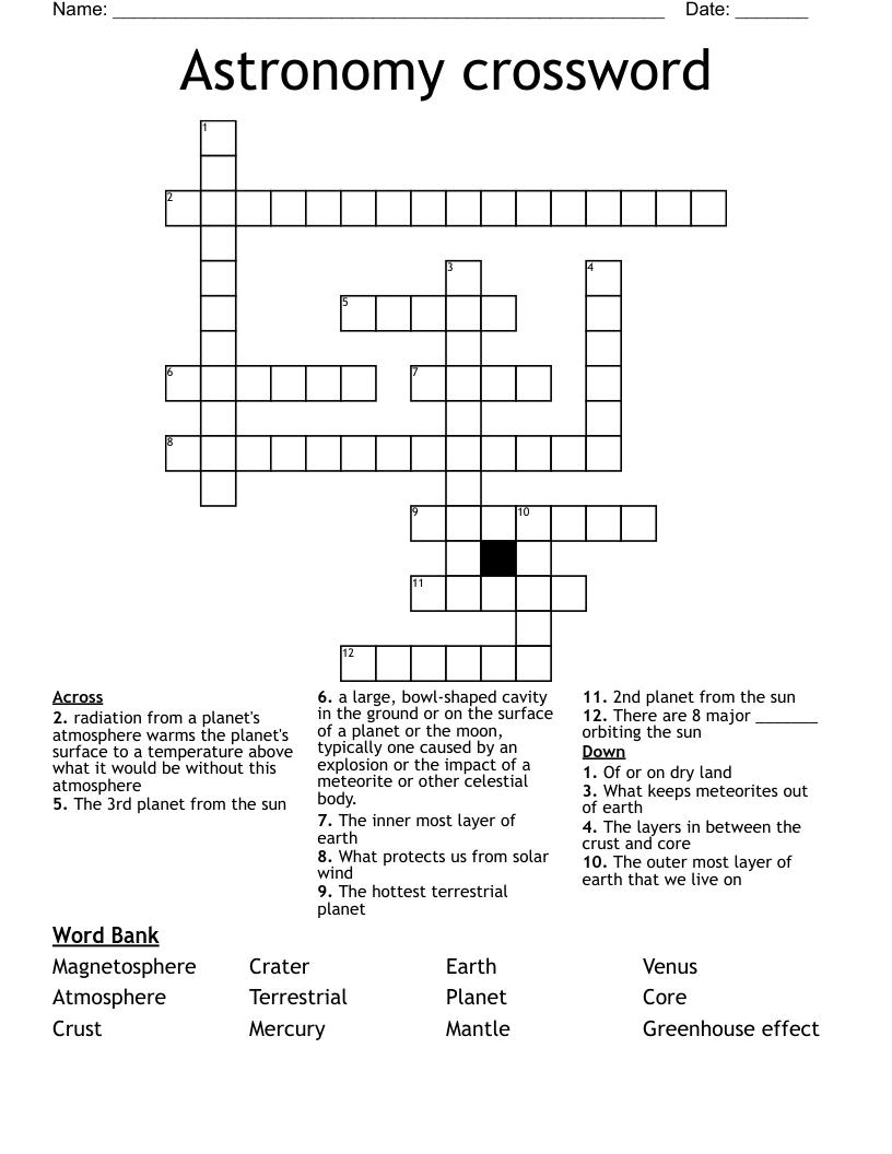 Astronomy crossword