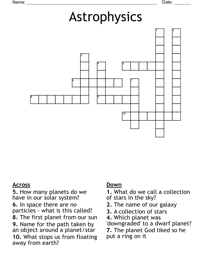 Astrophysics Crossword