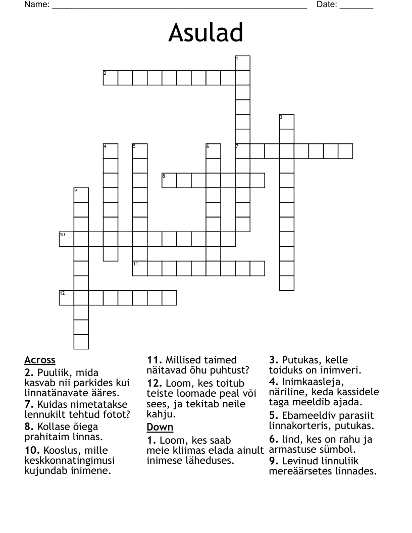 Asulad Crossword