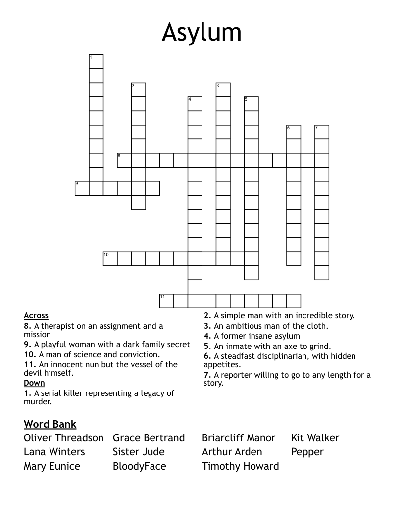 Asylum Crossword