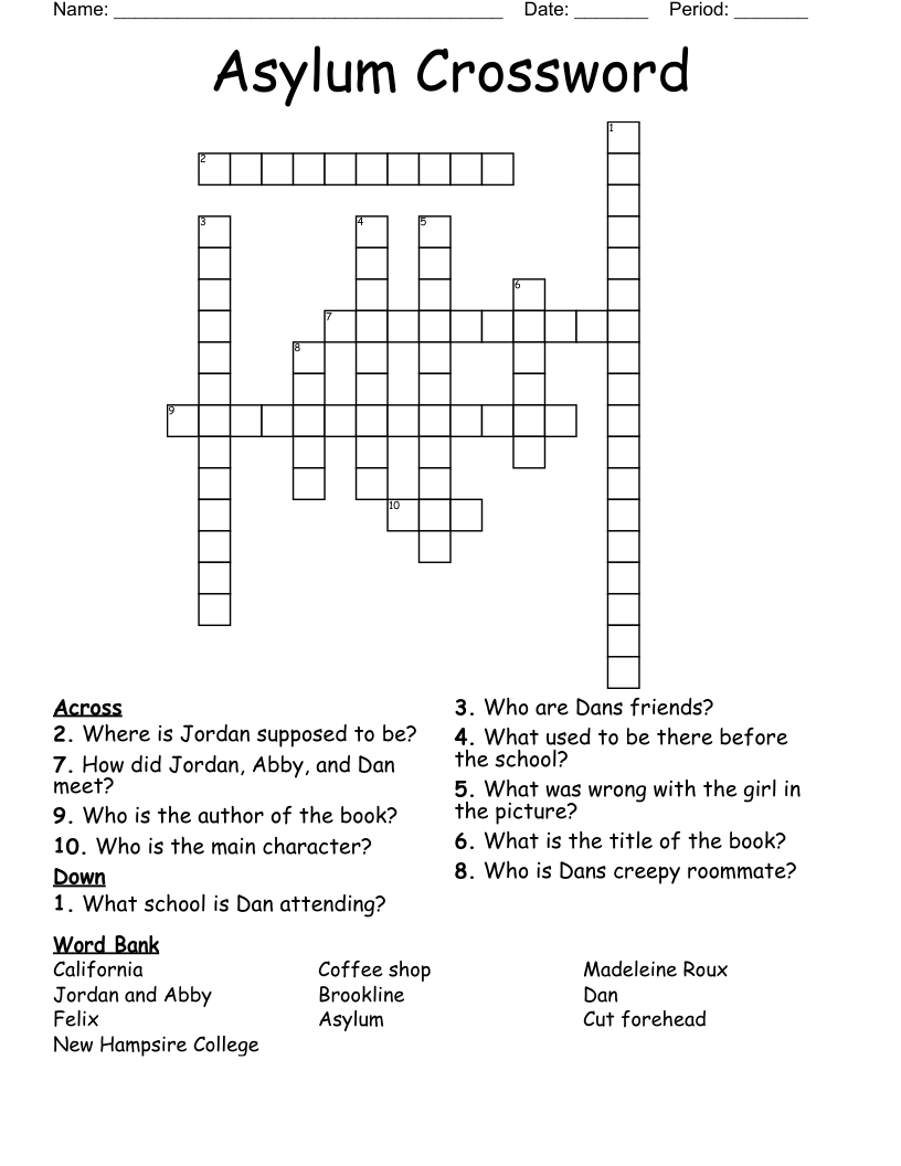 Asylum Crossword 