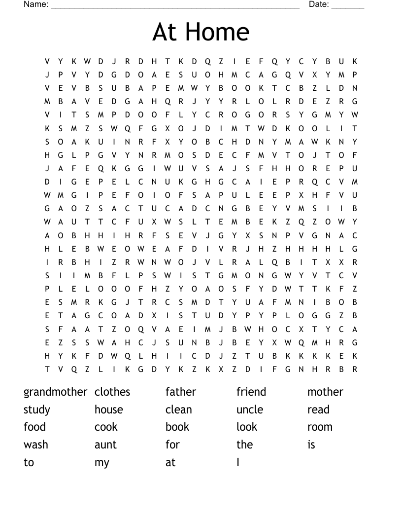 At Home Word Search