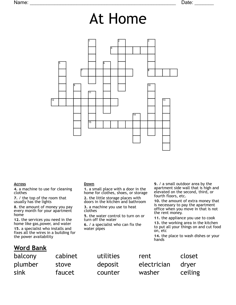 At Home Crossword