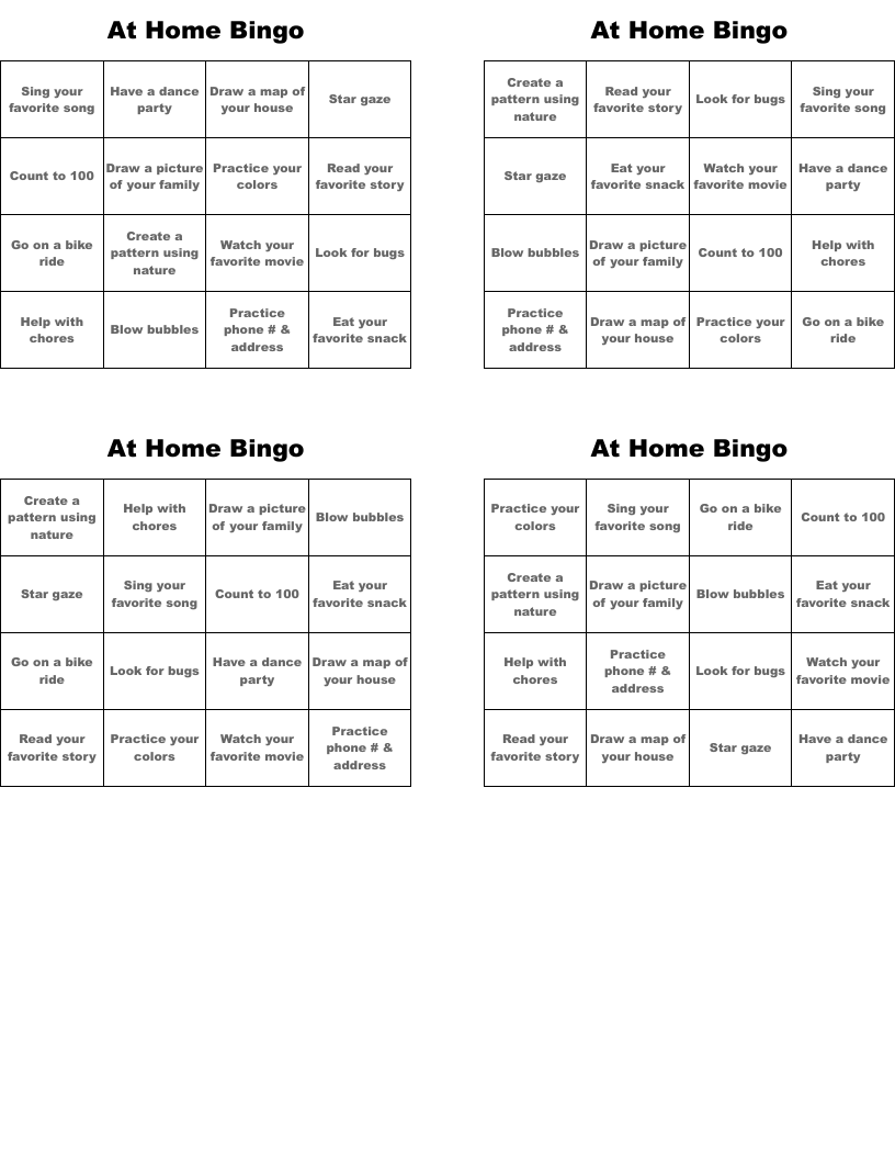 At Home Bingo