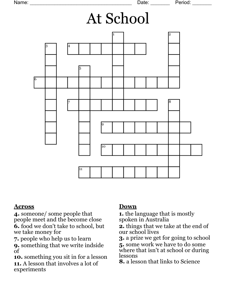 At School Crossword