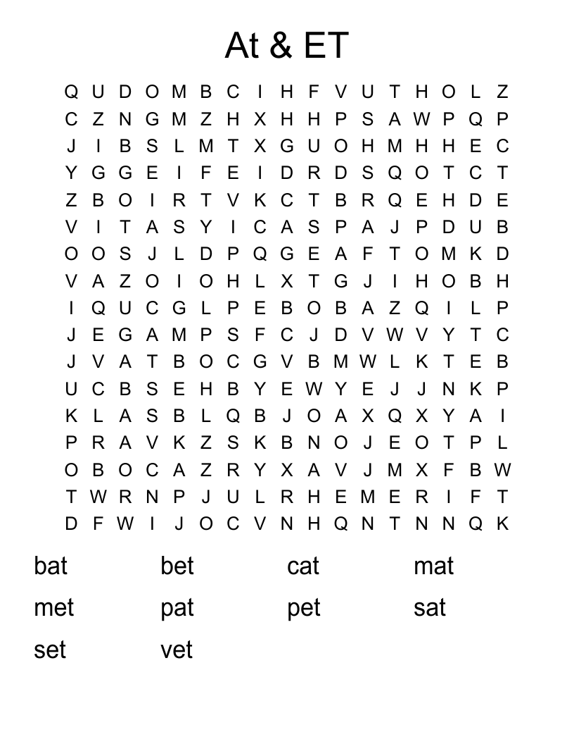 At & ET Word Search