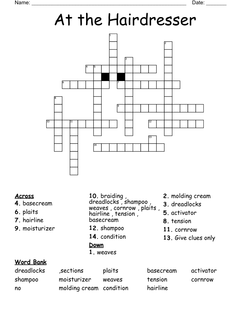 At  the  Hairdresser Crossword