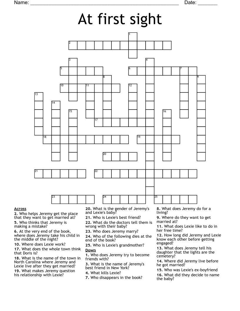 At first sight Crossword