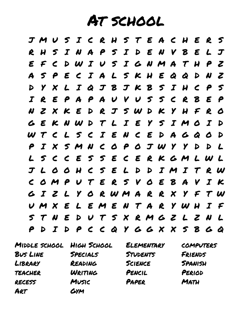 At school Word Search