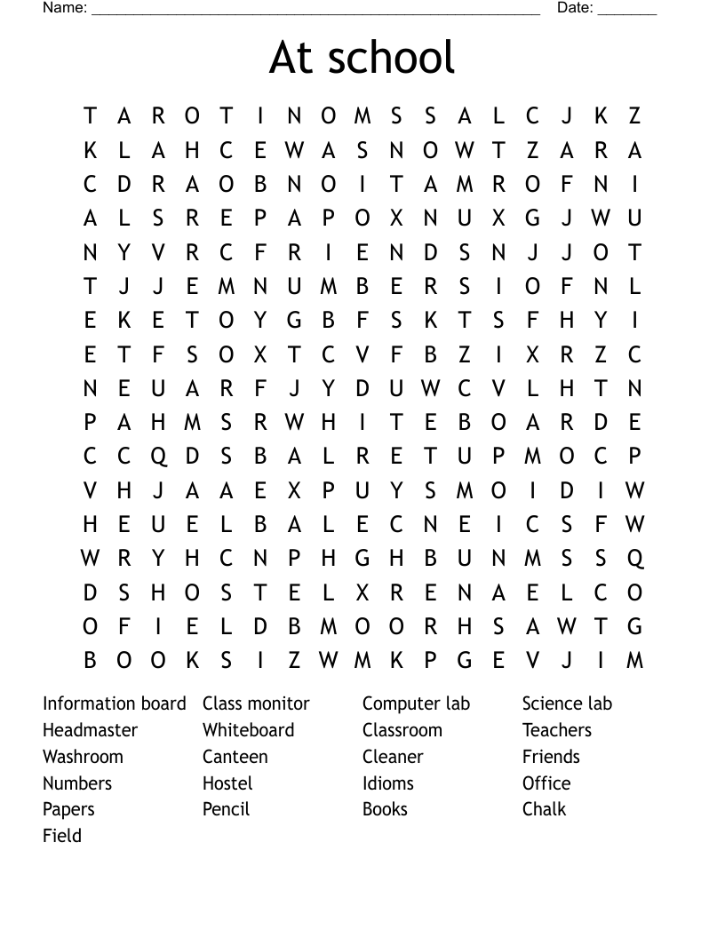 At school Word Search