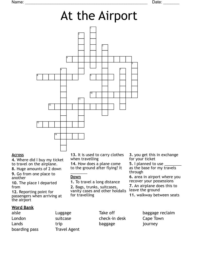 At the Airport Crossword