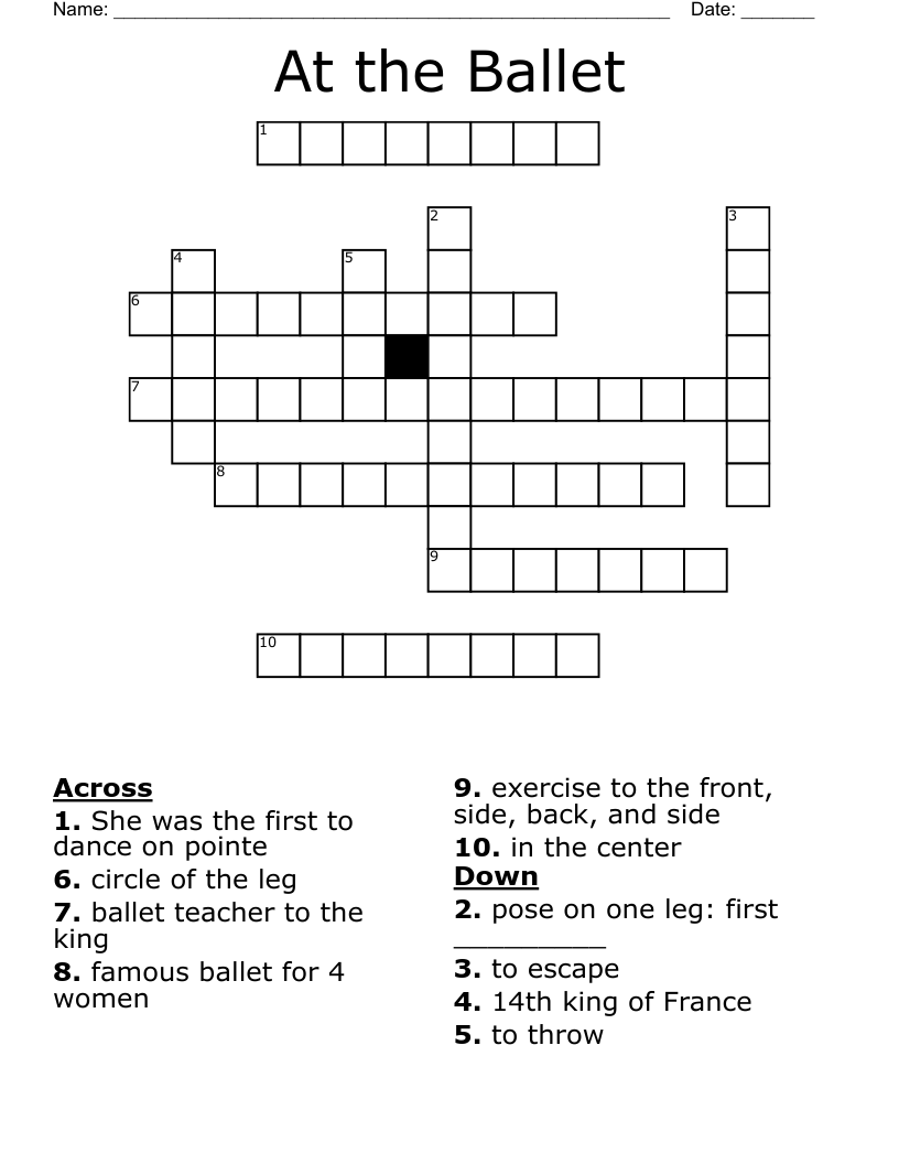 At the Ballet Crossword