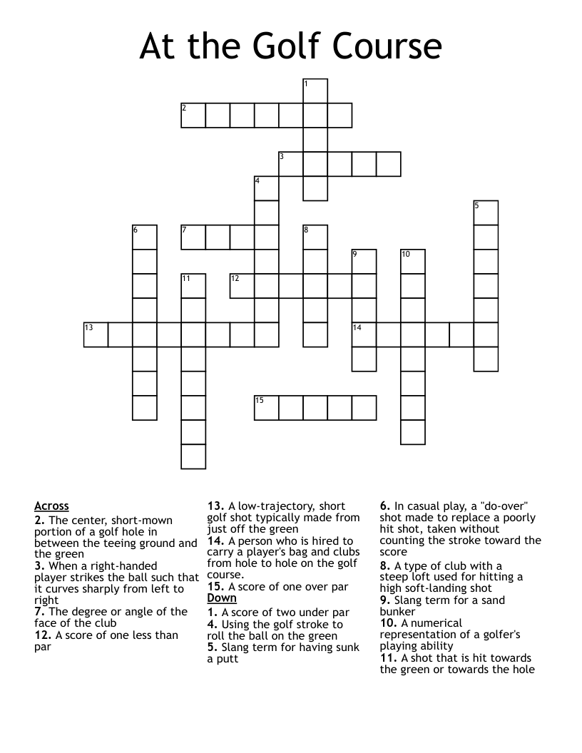 At the Golf Course Crossword