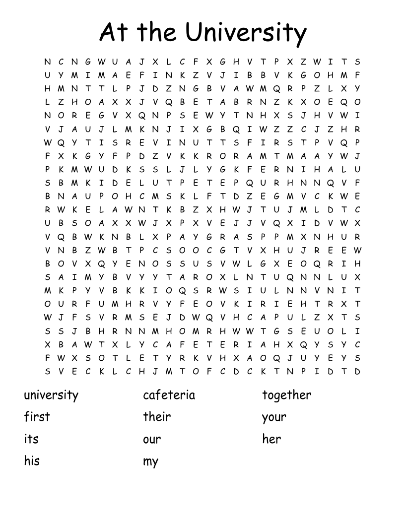 At the University Word Search