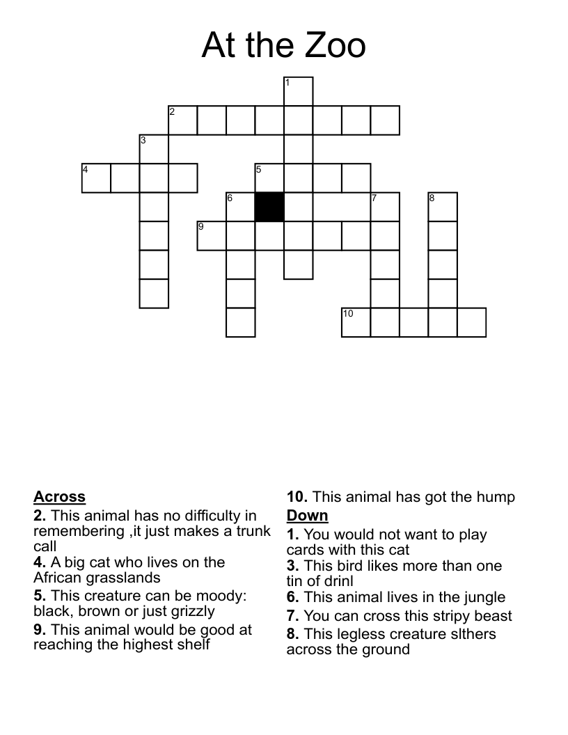 At the Zoo Crossword