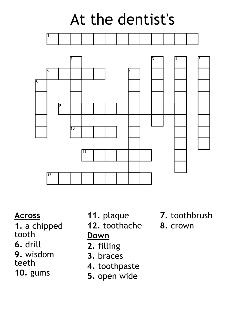 At the dentist's Crossword